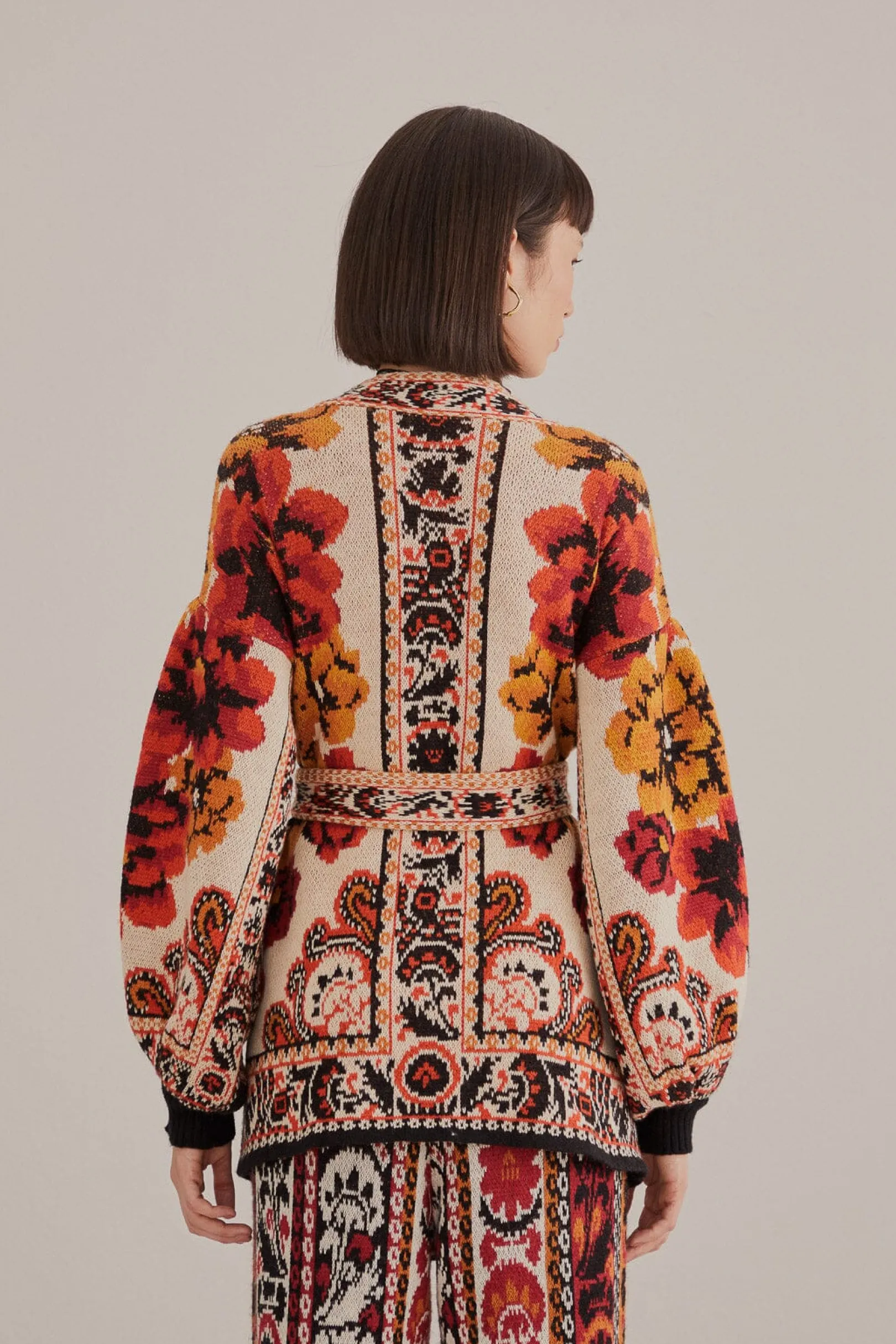 FARM Rio SAND WINTER TAPESTRY KNIT CARDIGAN Online