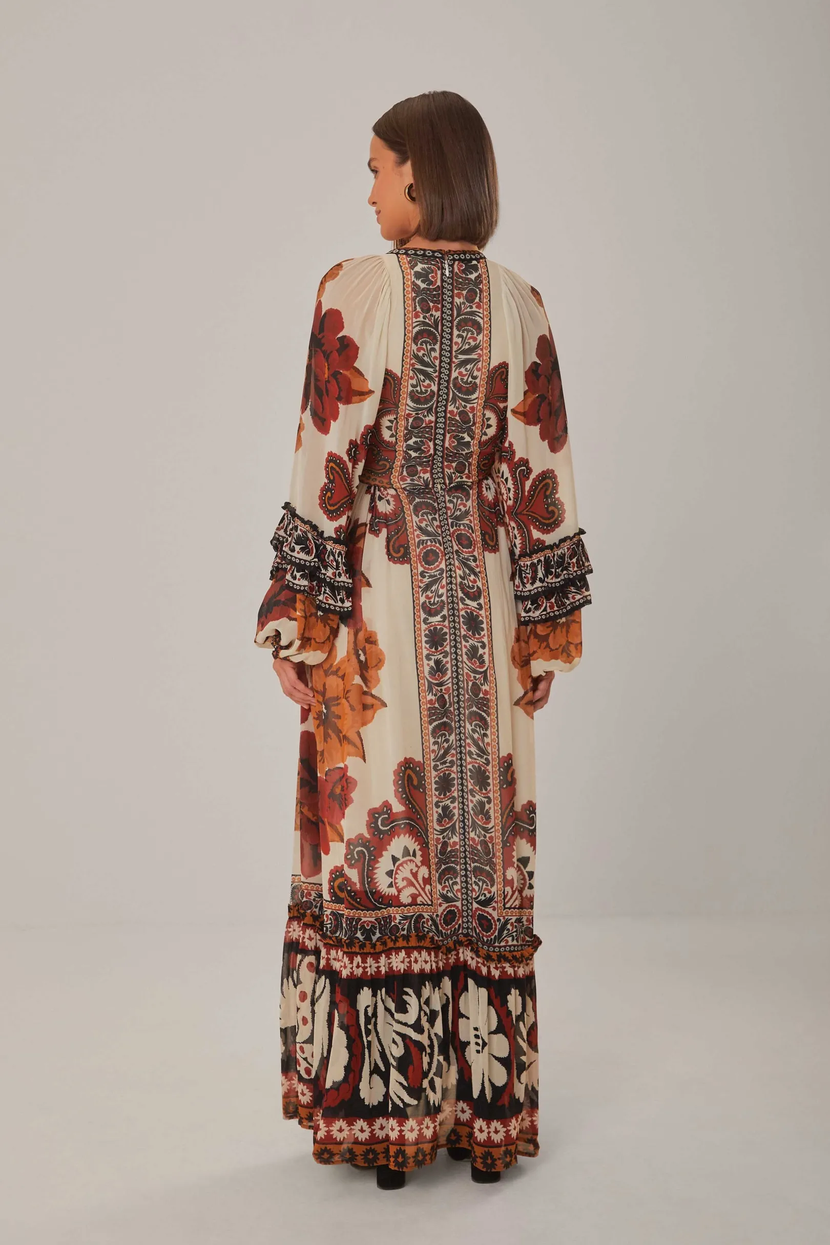 FARM Rio SAND WINTER TAPESTRY V NECK MAXI DRESS Best Sale