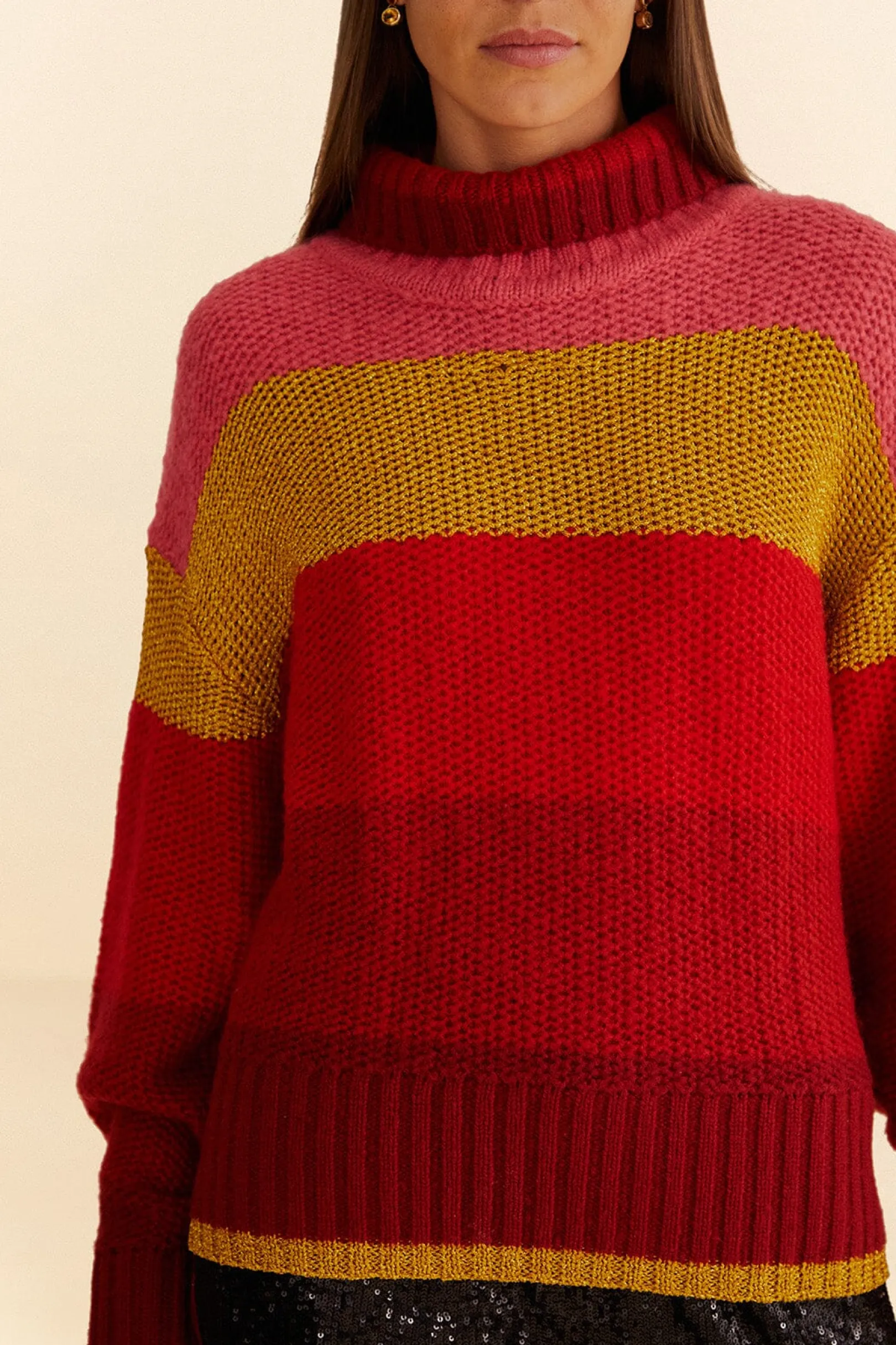 FARM Rio SHINY STRIPES KNIT SWEATER Clearance