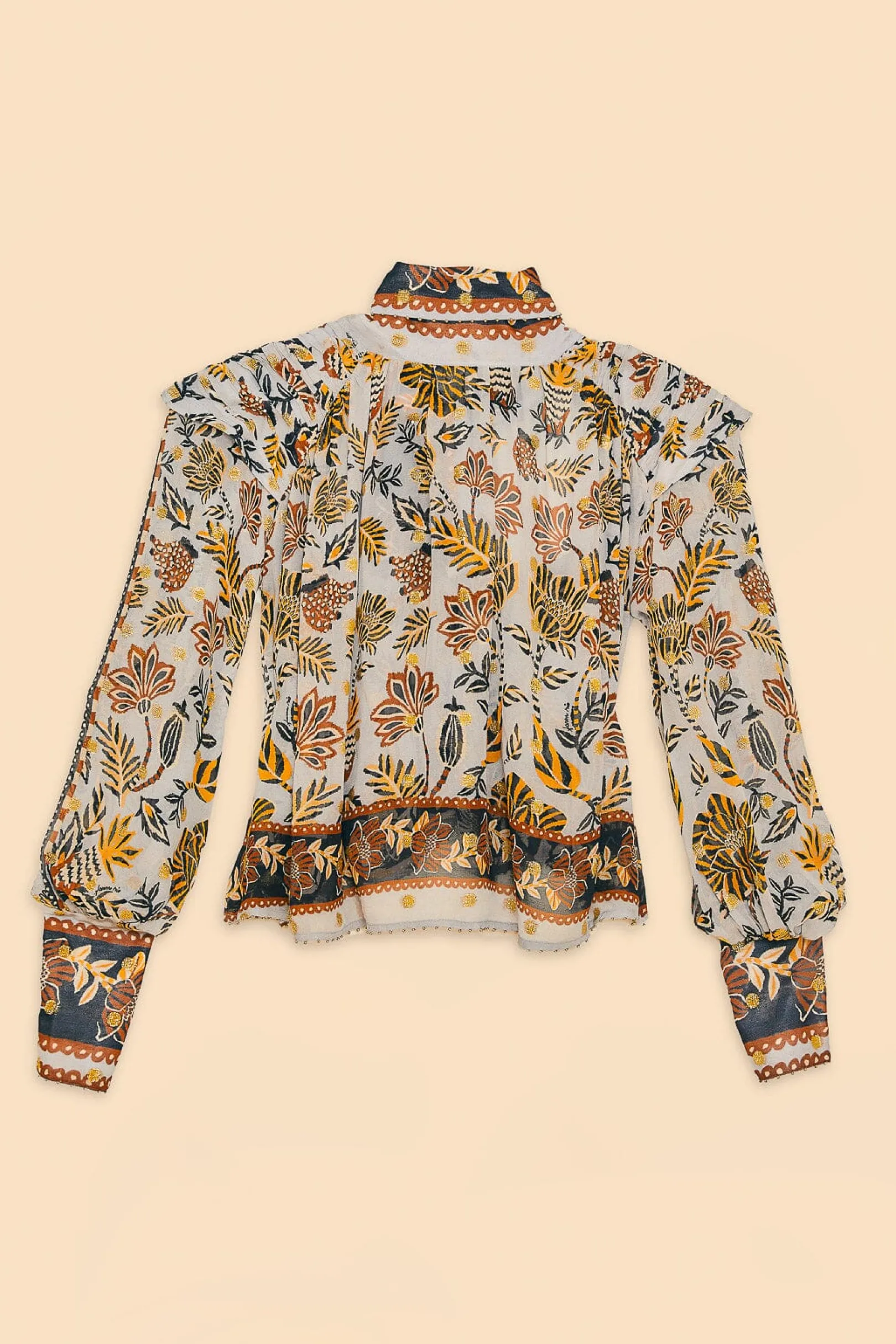 FARM Rio SILVER FLORAL TAPESTRY LONG SLEEVE BLOUSE Online
