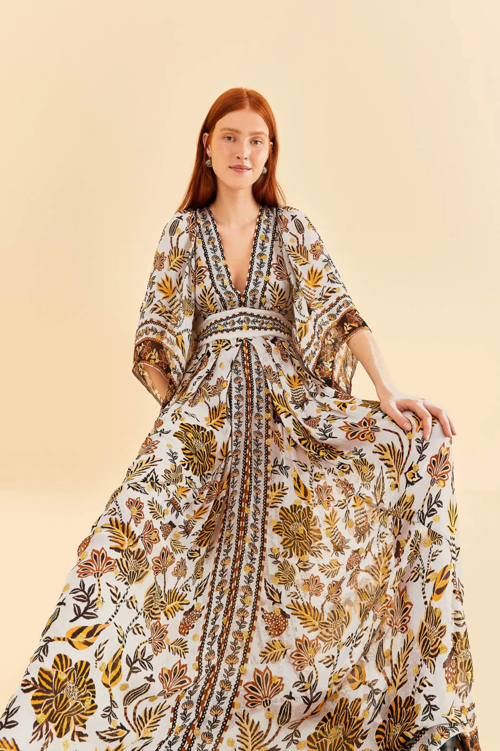 FARM Rio SILVER FLORAL TAPESTRY MAXI DRESS Online