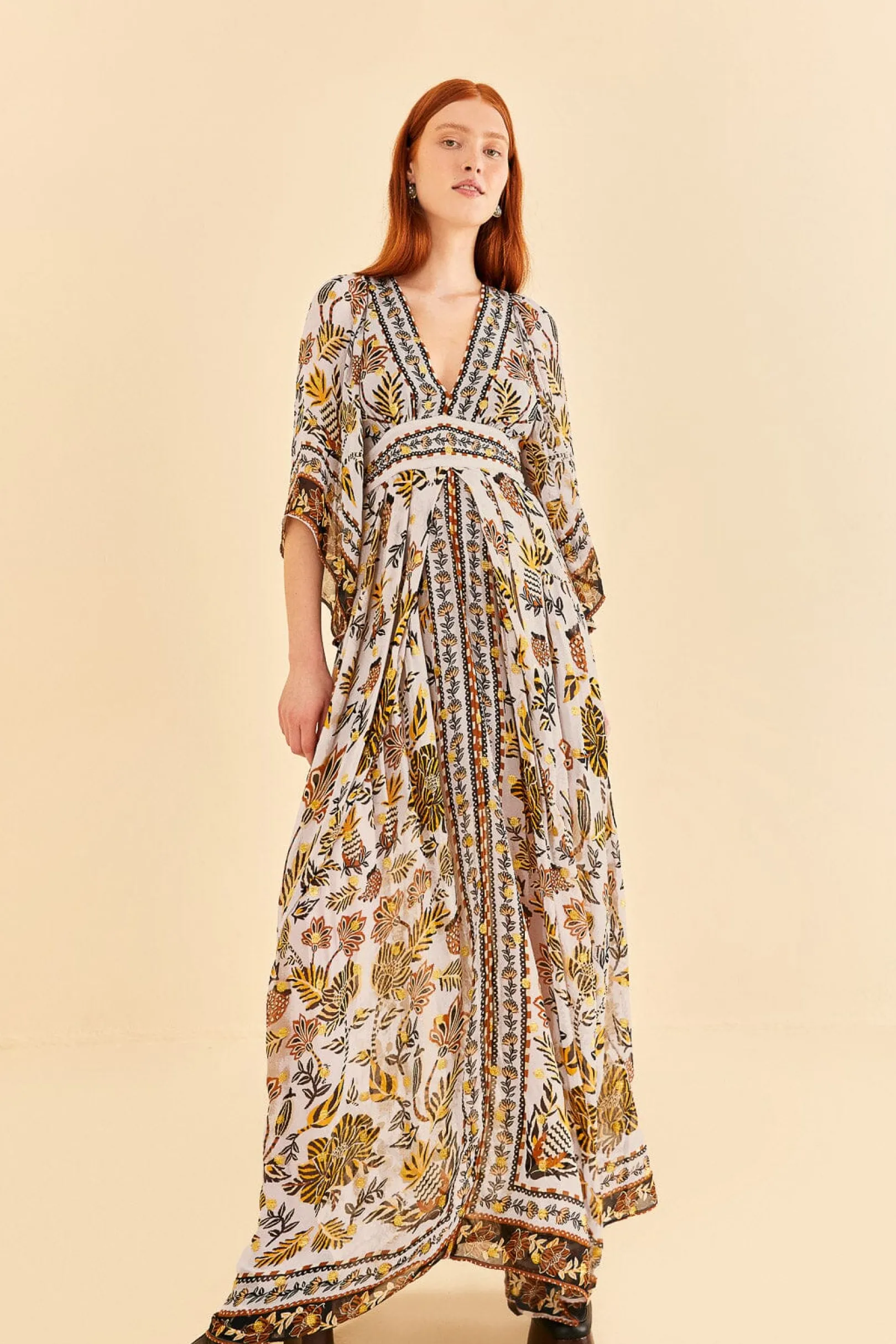FARM Rio SILVER FLORAL TAPESTRY MAXI DRESS Online