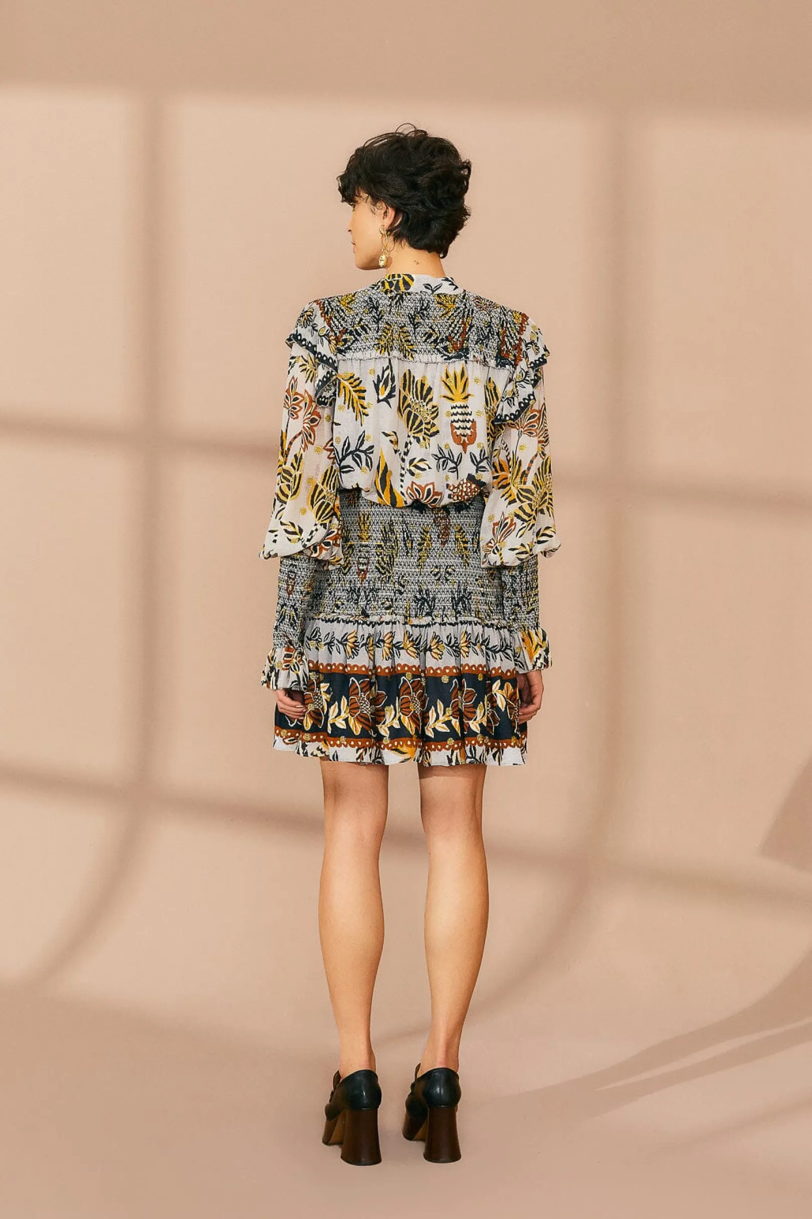 FARM Rio SILVER FLORAL TAPESTRY MINI DRESS Clearance
