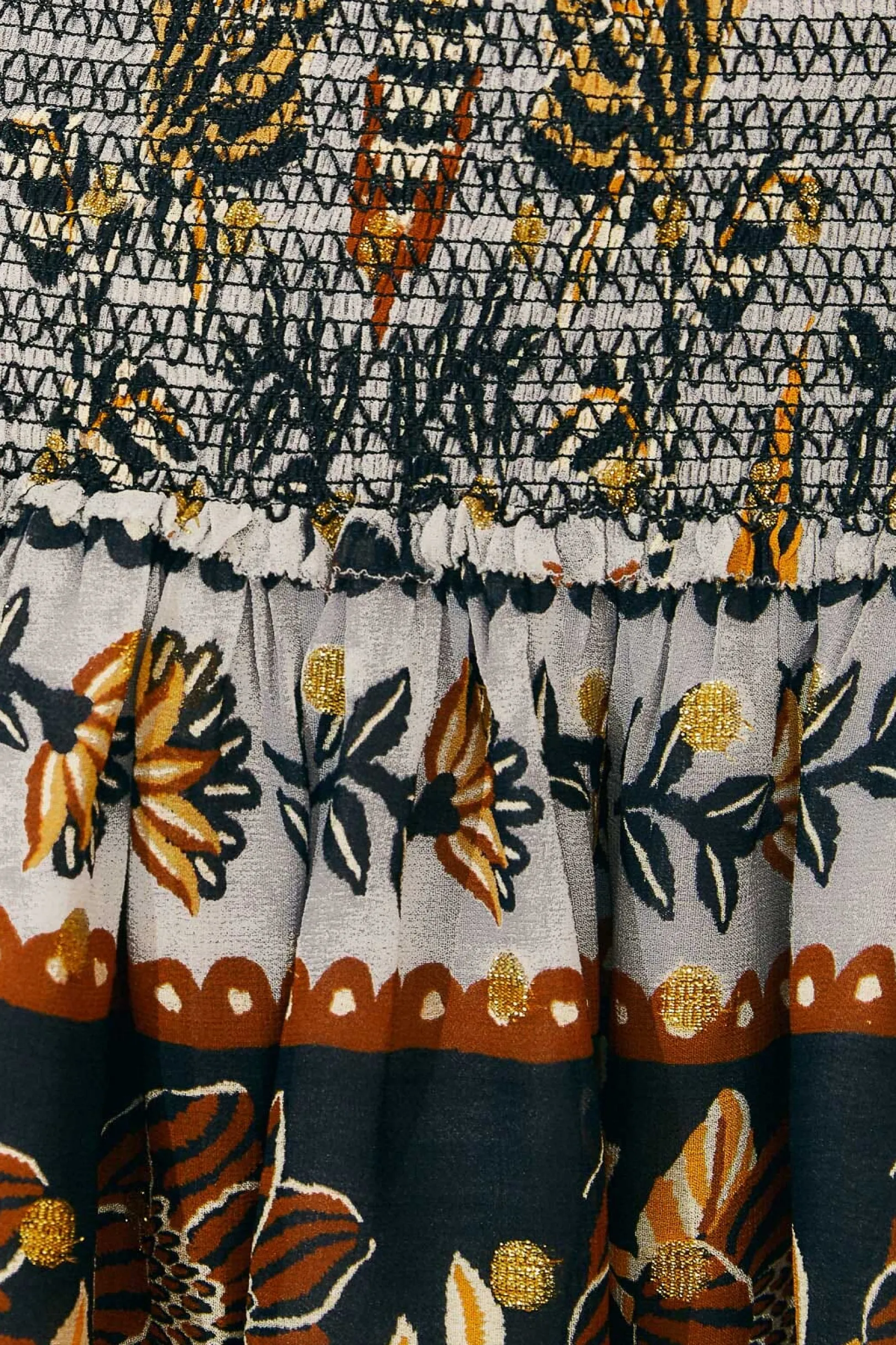 FARM Rio SILVER FLORAL TAPESTRY MINI DRESS Clearance