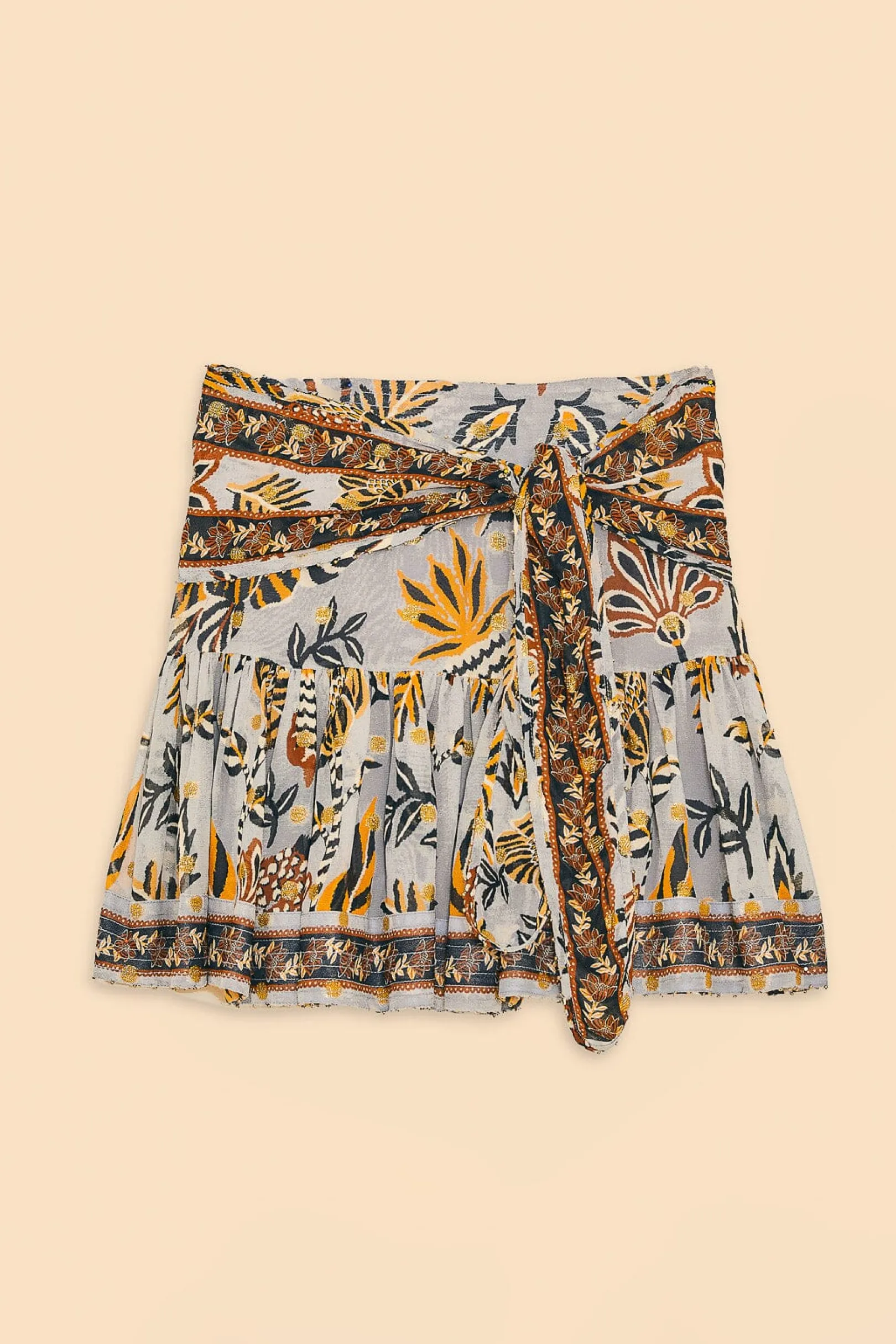 FARM Rio SILVER FLORAL TAPESTRY MINI SKIRT Cheap