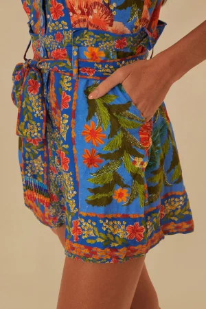 FARM Rio  STICHED GARDEN BLUE ROMPER Discount