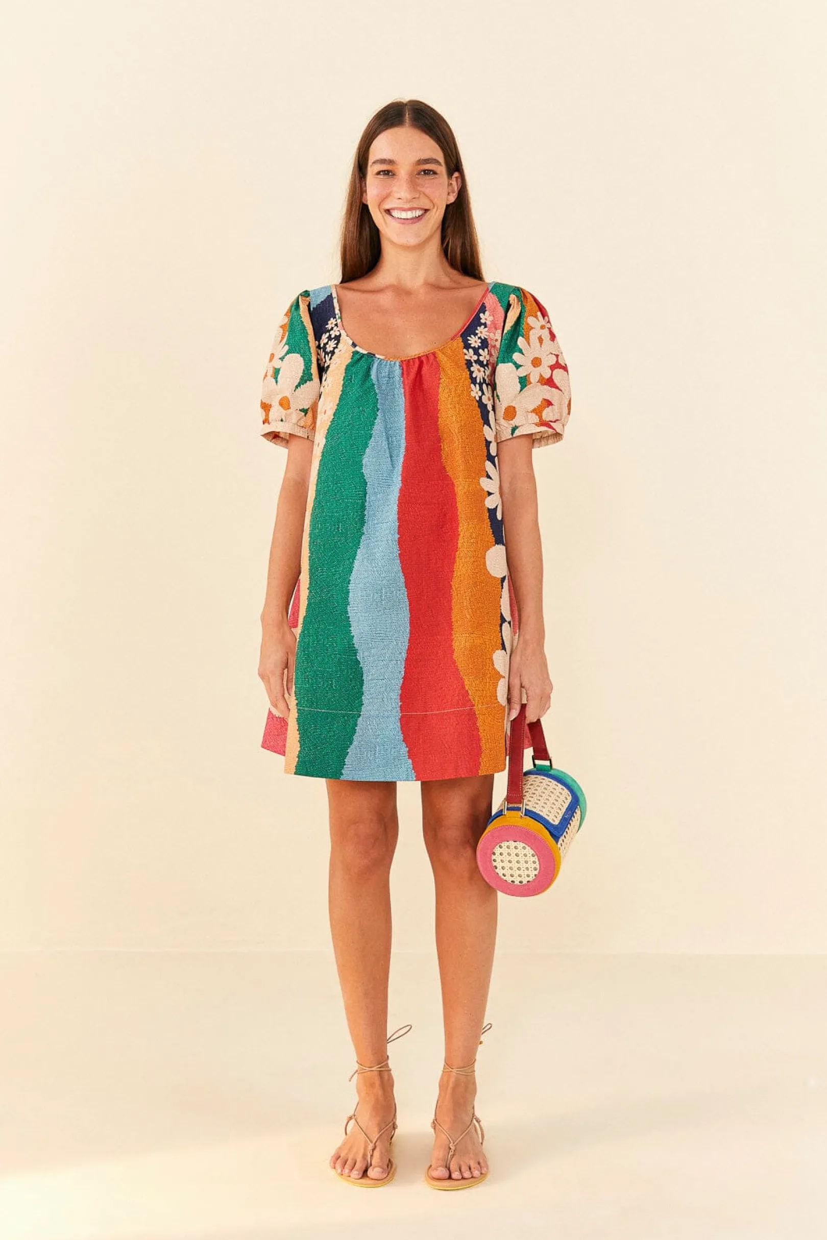 FARM Rio SUPER FUN DAISY ORGANIC COTTON MINI DRESS New