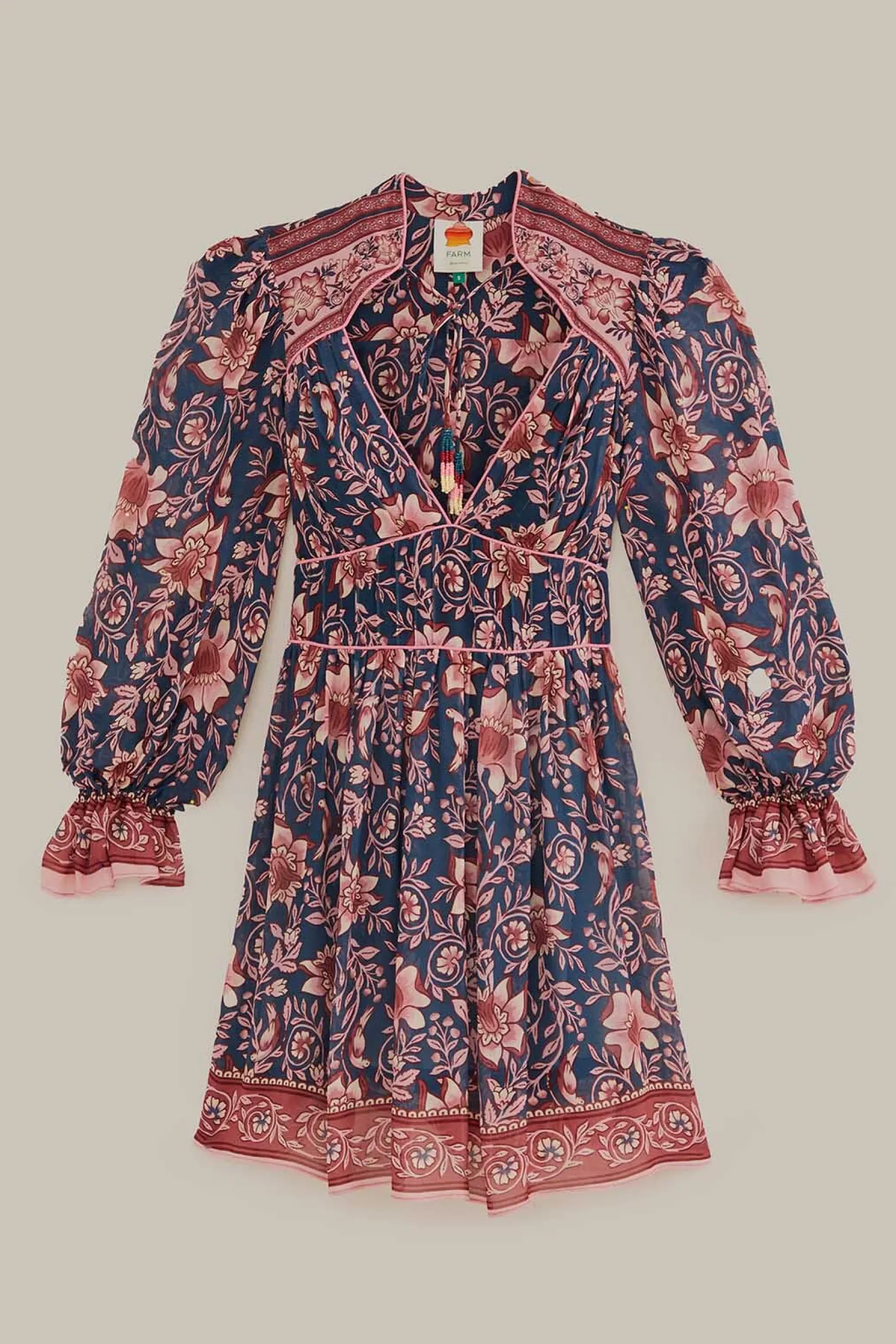 FARM Rio TEAL AINIKA CHARM LONG SLEEVE MINI DRESS Discount