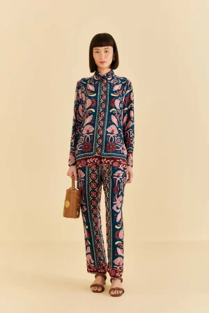 FARM Rio TEAL SEASHELL TAPESTRY CARGO PANTS Hot