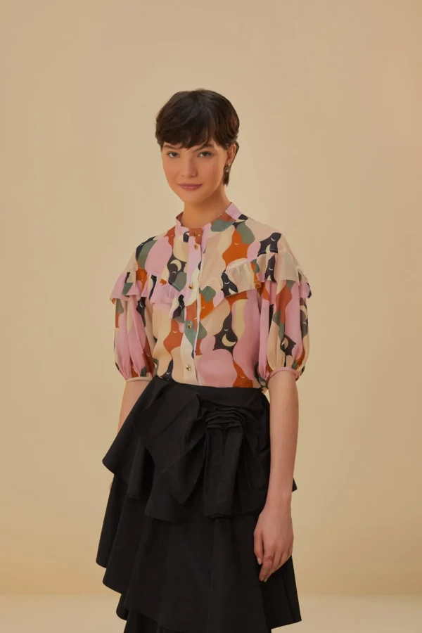 FARM Rio THE KISS MULTICOLOR SHORT SLEEVE BLOUSE Best Sale