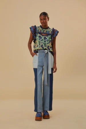 FARM Rio TIE WAIST PATCH DENIM PANTS Online