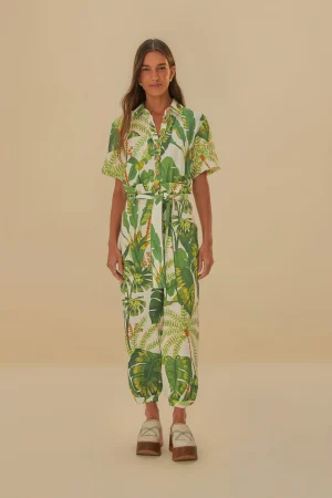 FARM Rio  TROPICAL FOREST OFF-WHITE JUMPSUIT Flash Sale