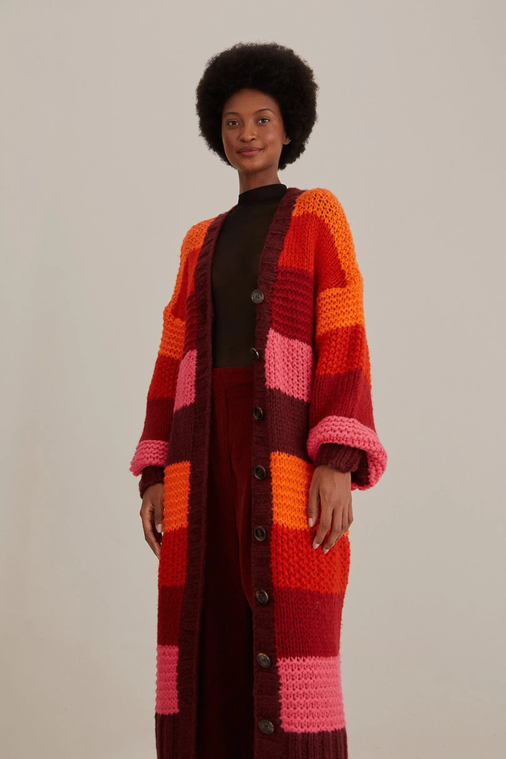 FARM Rio TROPICAL STRIPES MIDI KNIT CARDIGAN Cheap