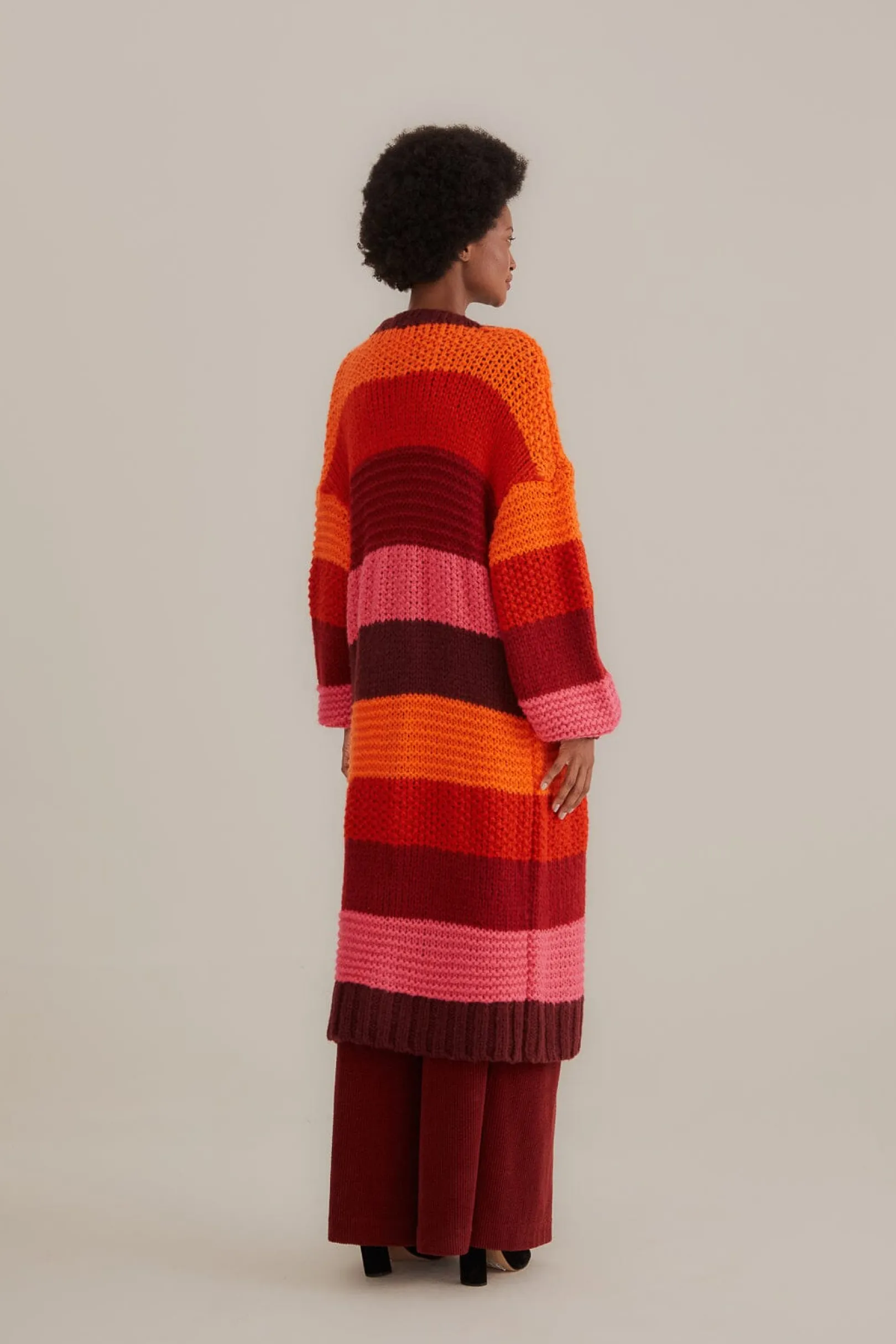 FARM Rio TROPICAL STRIPES MIDI KNIT CARDIGAN Cheap