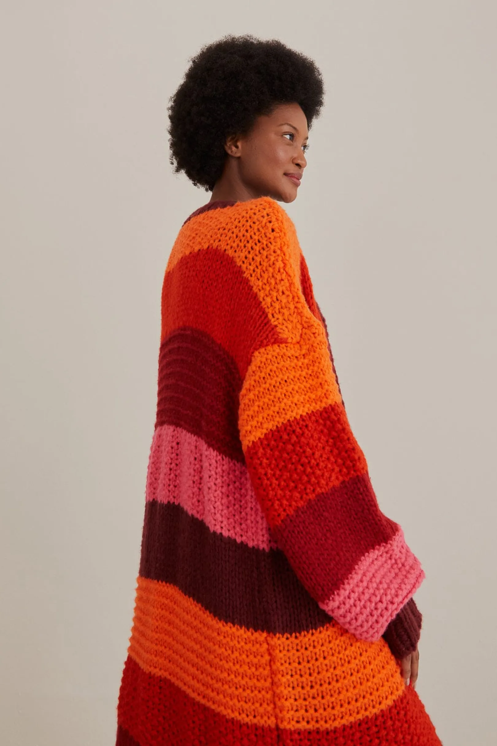 FARM Rio TROPICAL STRIPES MIDI KNIT CARDIGAN Cheap
