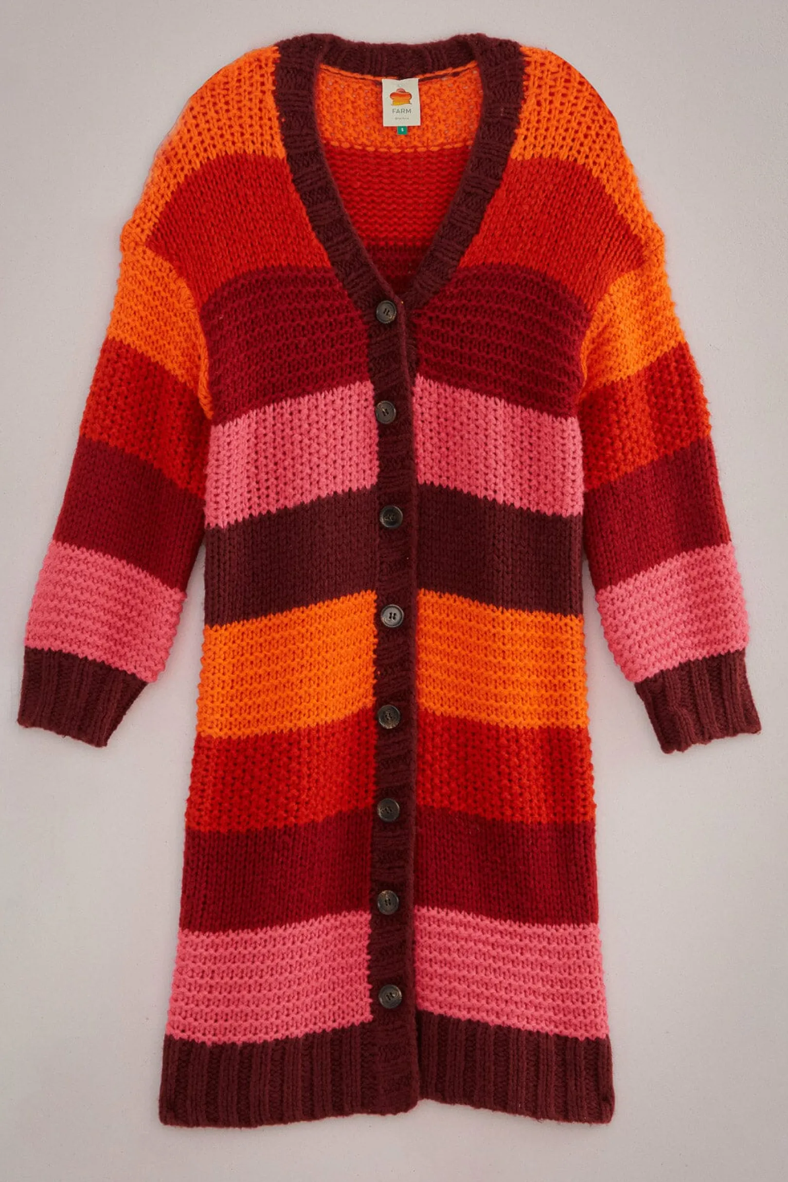 FARM Rio TROPICAL STRIPES MIDI KNIT CARDIGAN Cheap