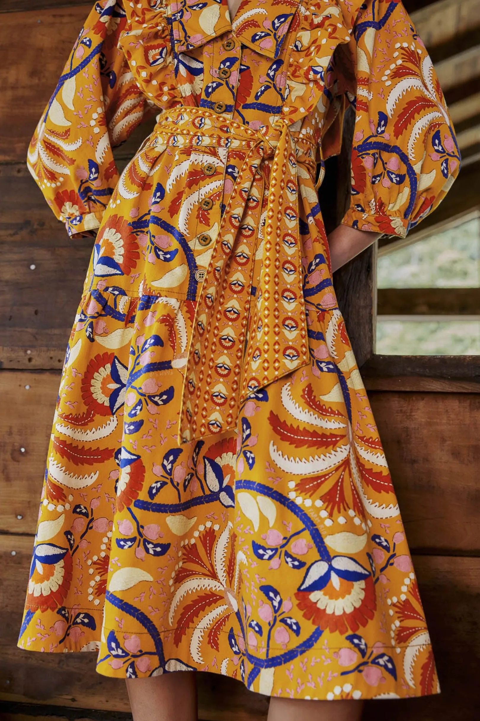 FARM Rio YELLOW PALMS PARTY MIDI DRESS Hot