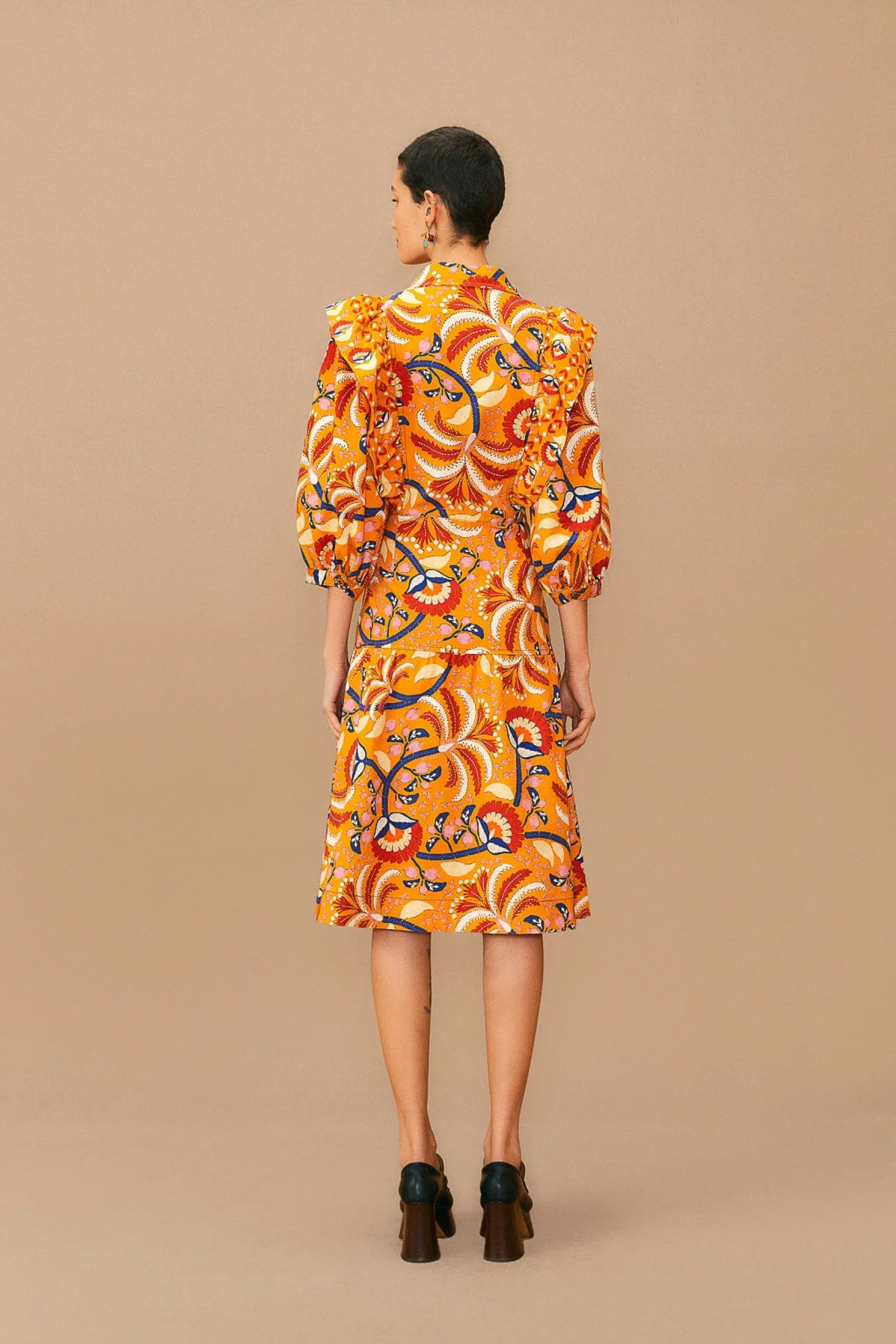 FARM Rio YELLOW PALMS PARTY MIDI DRESS Hot