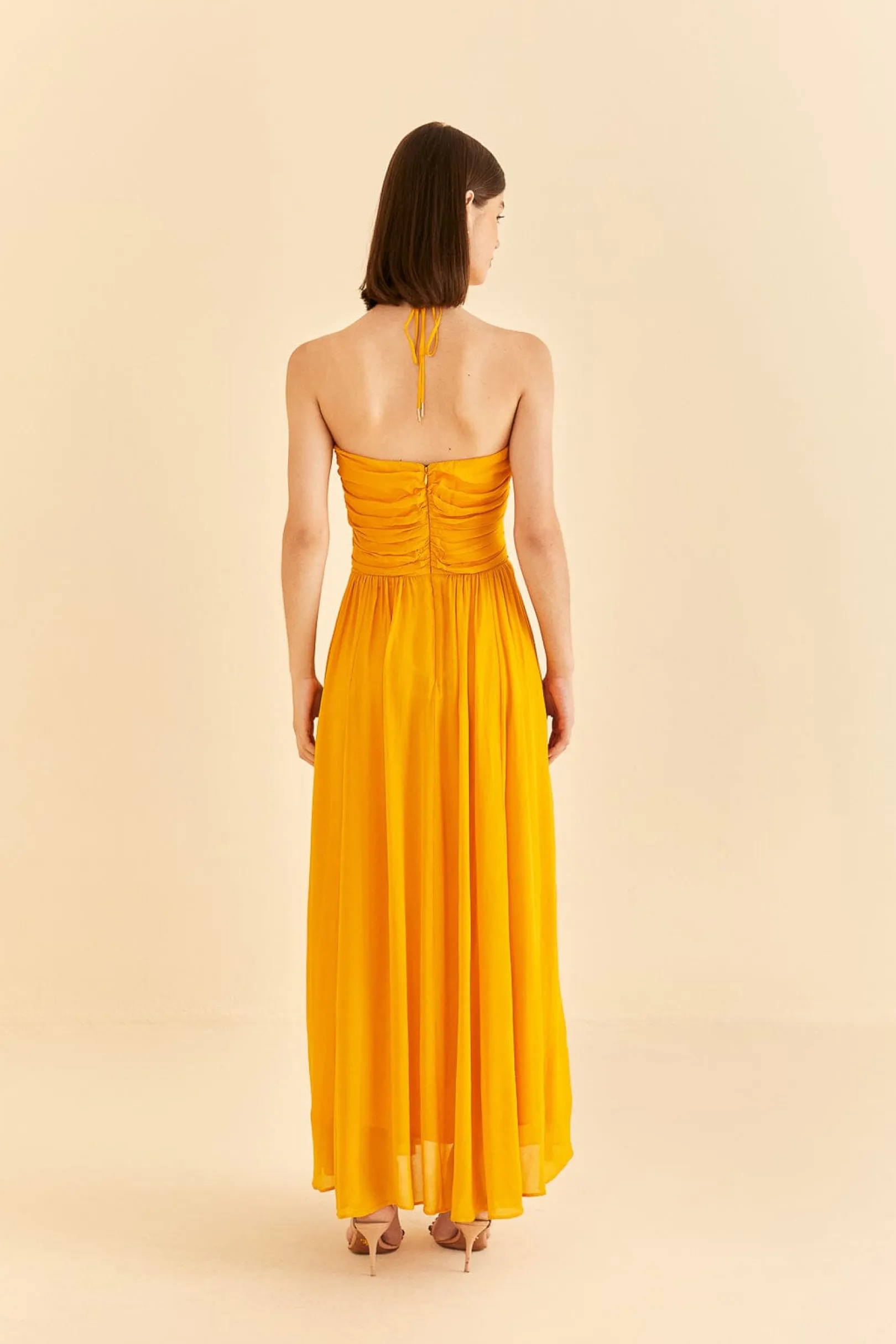 FARM Rio YELLOW SLEEVELESS MAXI DRESS WITH SUN BUCKLE New