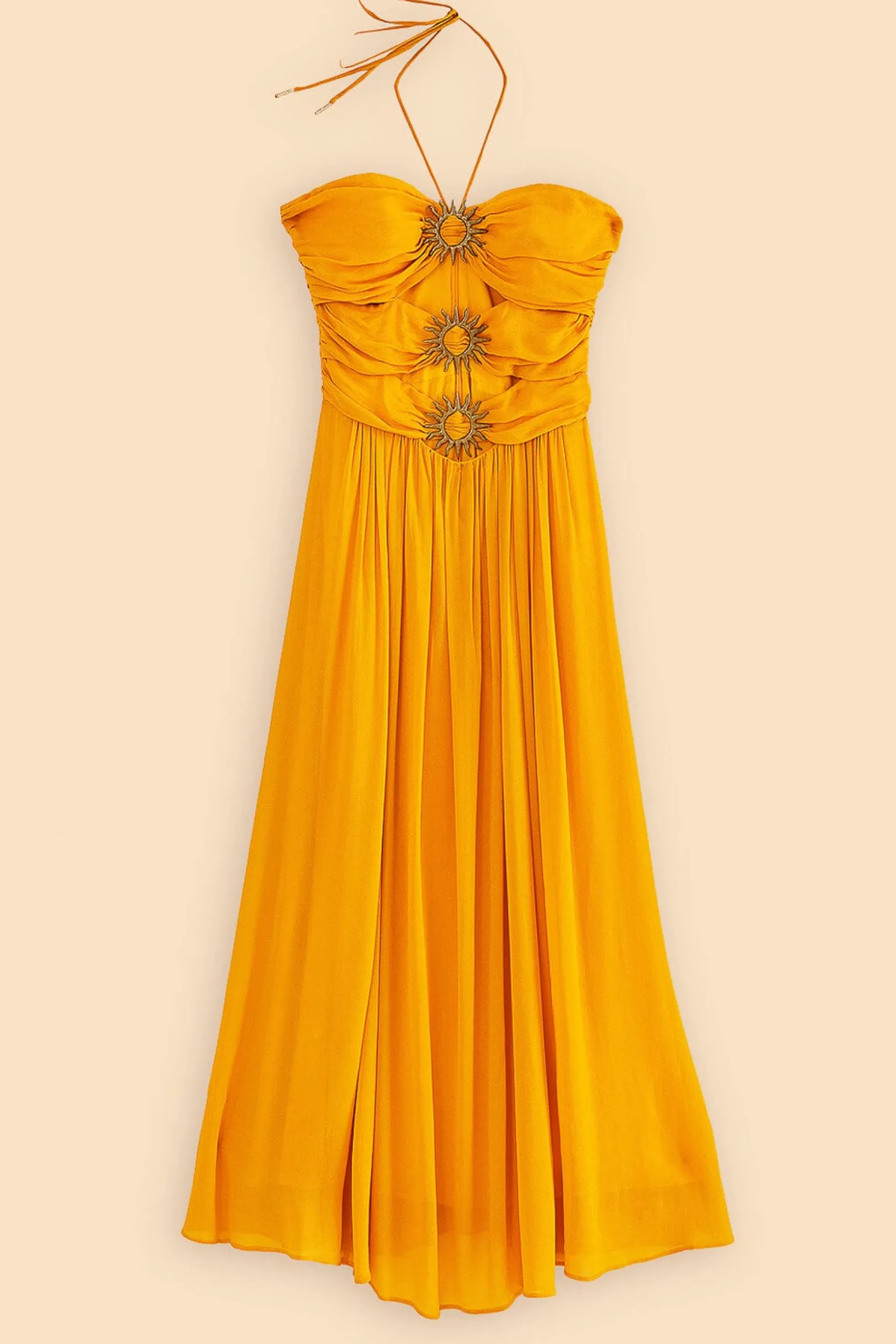 FARM Rio YELLOW SLEEVELESS MAXI DRESS WITH SUN BUCKLE New